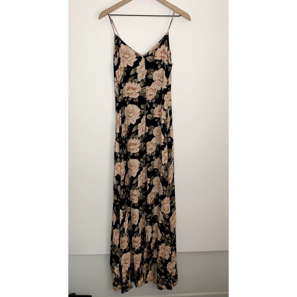Reformation Luma Floral Spaghetti Strap Maxi Dress Womens Black Small - Picture 3 of 14